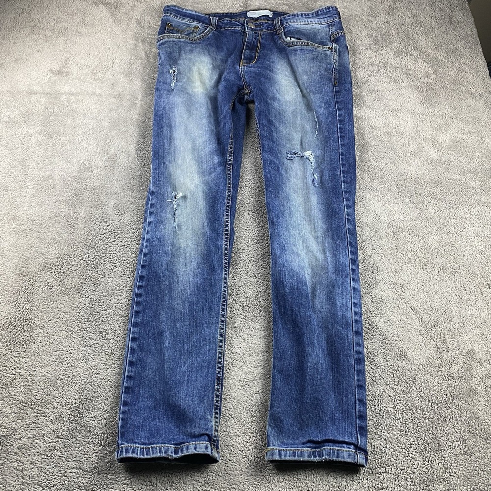 Levis 511 Slim Straight Jeans Mens 36x29‎ Blue Medium Wash Low Rise Distressed